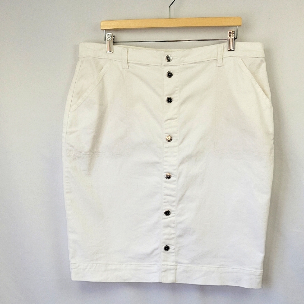 Lee MODERN SERIES Button Down Denim Skirt White Size 18